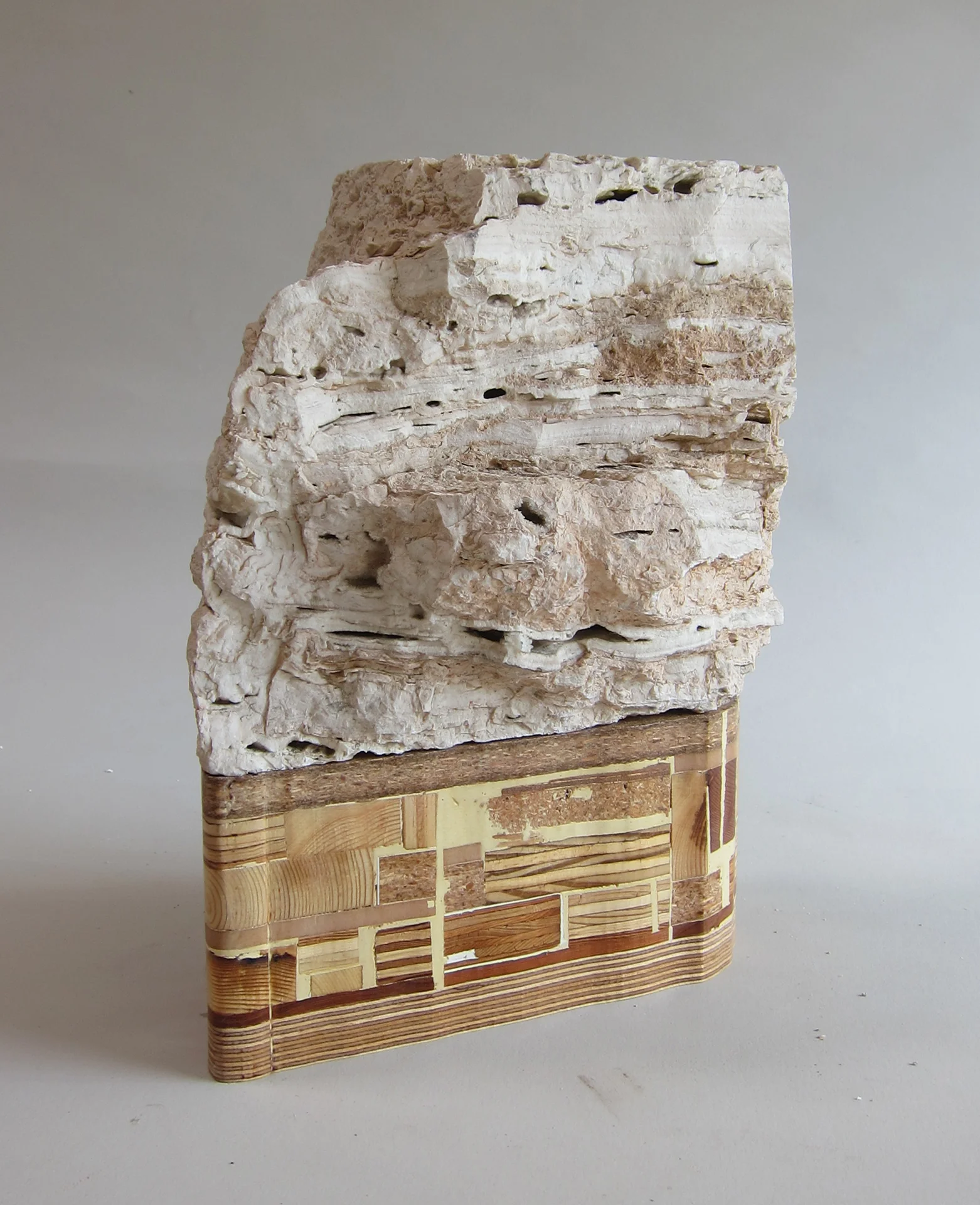   Texas limestone, wood scraps, varnish.&nbsp;  