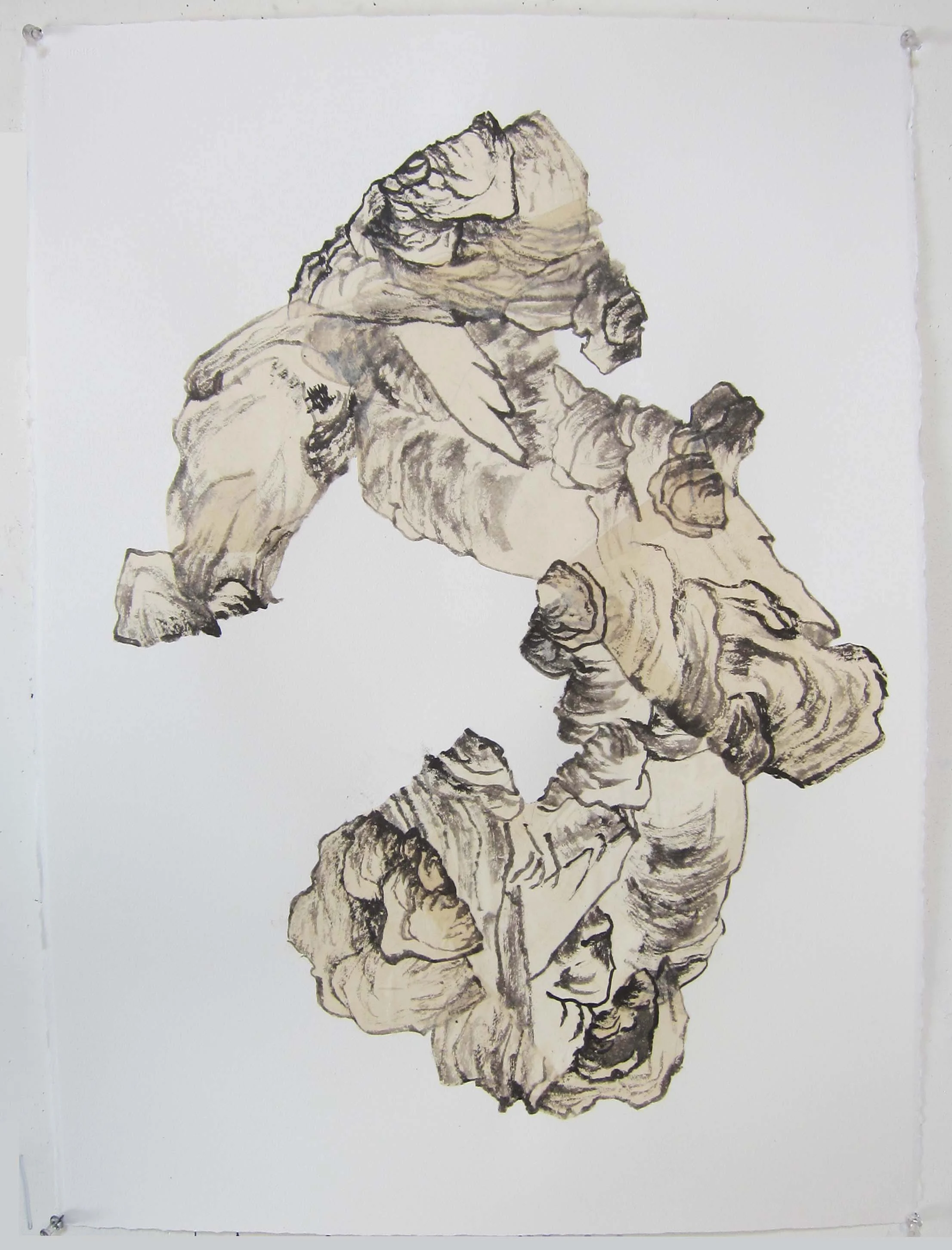   Collage: ink, rice paper, Arches paper  