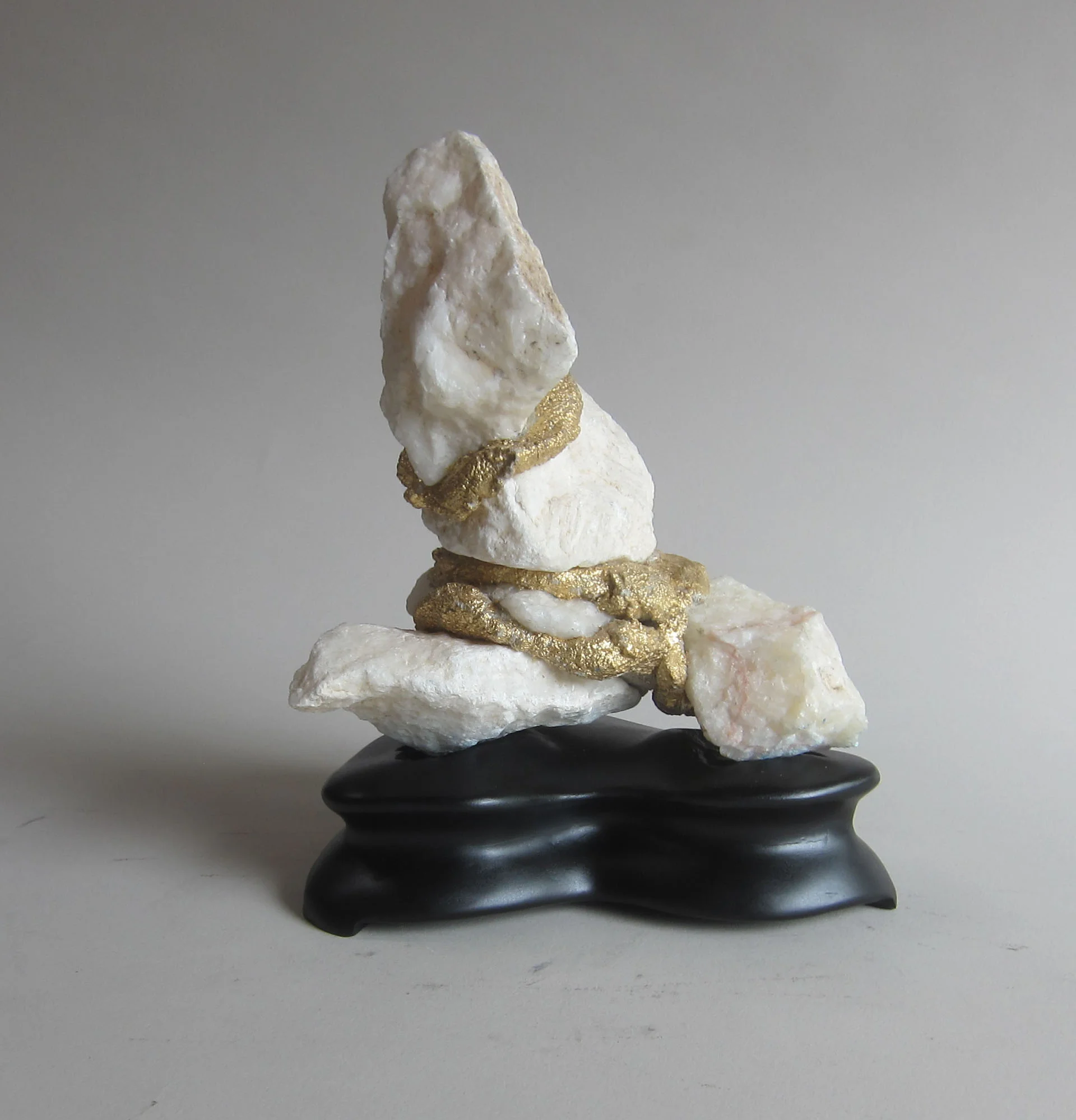  Snow stone, mortar, gold leaf, wood.&nbsp; 