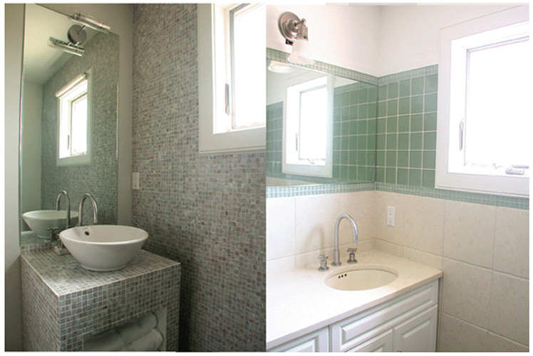 Powder room and master bathroom design by Evangeline Dennie, 2003