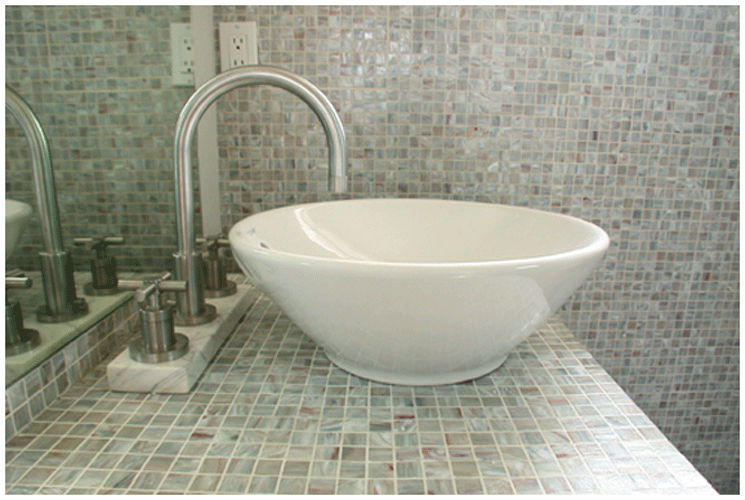 Custom powder room sink design by Evangeline Dennie, 2003