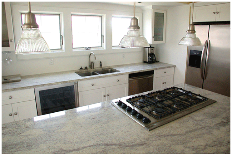 Kitchen design, including countertops, cabinets and fixtures by Evangeline Dennie, 2003