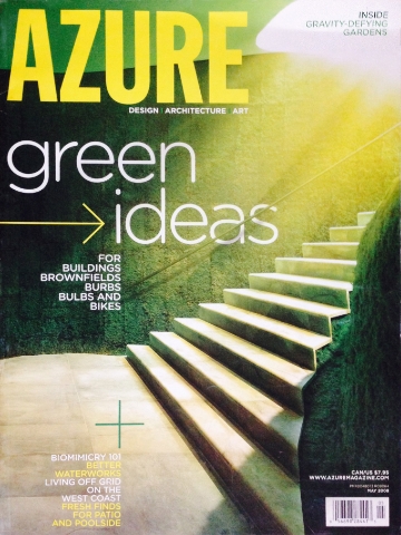 Oulu Bar & EcoLounge (designed by Dennie), was the featured in Azure Magazine, by Lloyd Alter, in the May 2008 Issue, pg. 75.