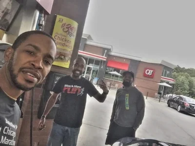 roy, me, and omari on our way to charlotte