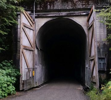 entrance to the 2.5 mile pitch black tunnel