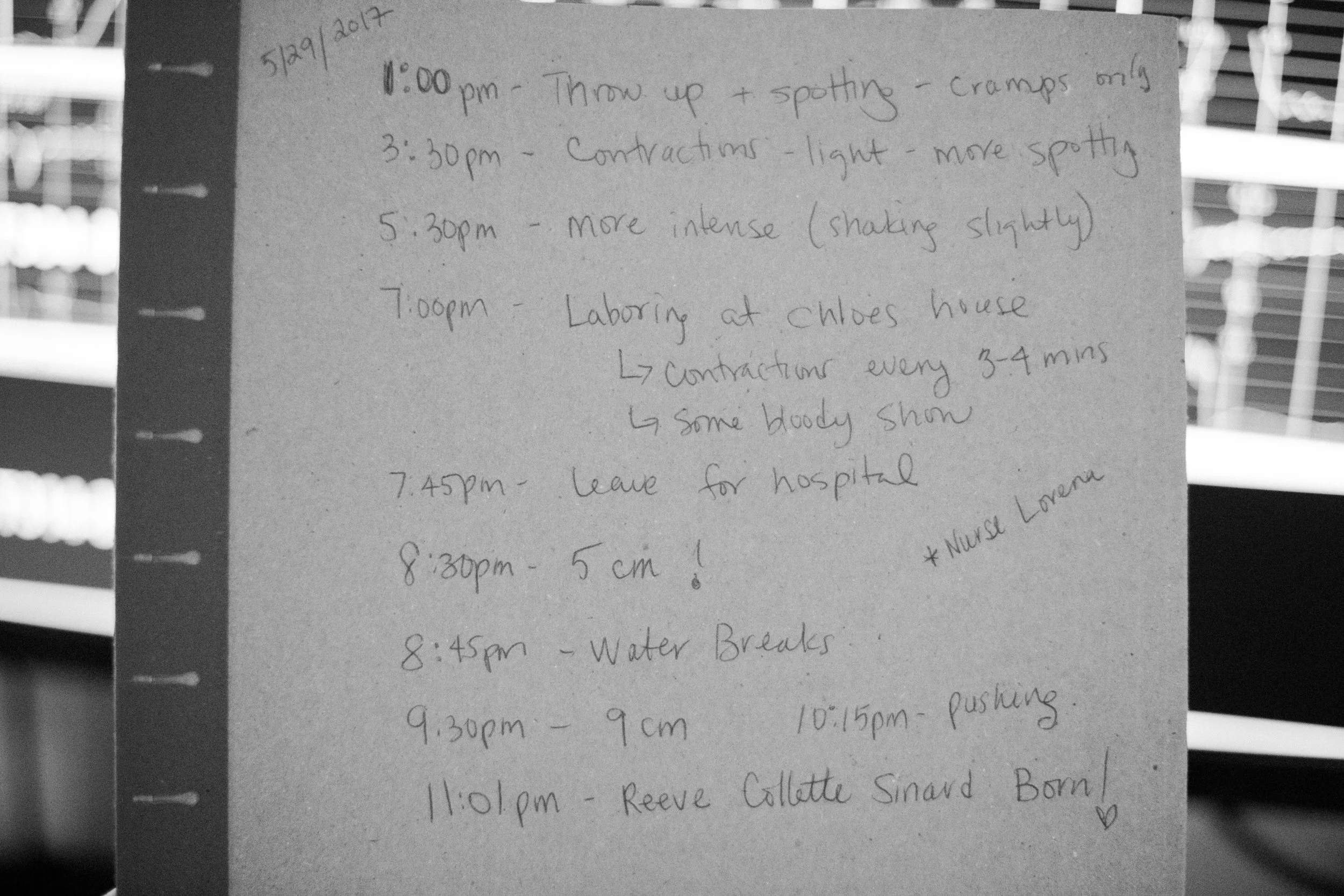 Our doula's notes!