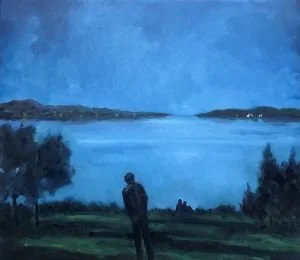 Night Walk-Self Portrait, 20x23, 2022