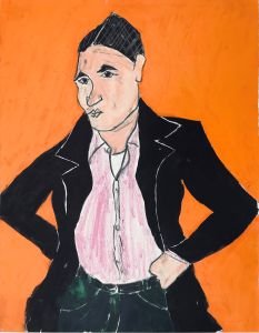 Danvers Man 3, mid 1970s, 17x22.5, pencil, wax crayon & acrylic on paper