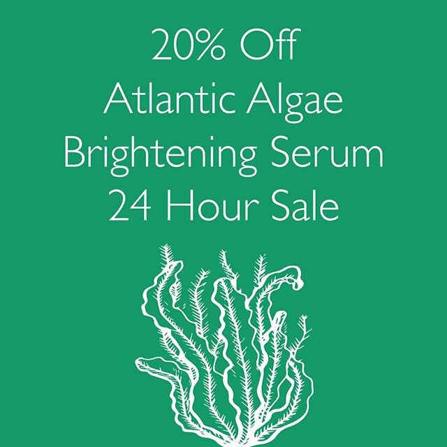 It's here! For the next 24 hours use code BRIGHT to get 20% off the Atlantic Algae Brightening Serum! Limit 2 per customer. Enjoy gorgeous skin and a discount? Yes, please. #amandarossskincare #24hoursale #brighteningserum #weneedeachother #bolinas