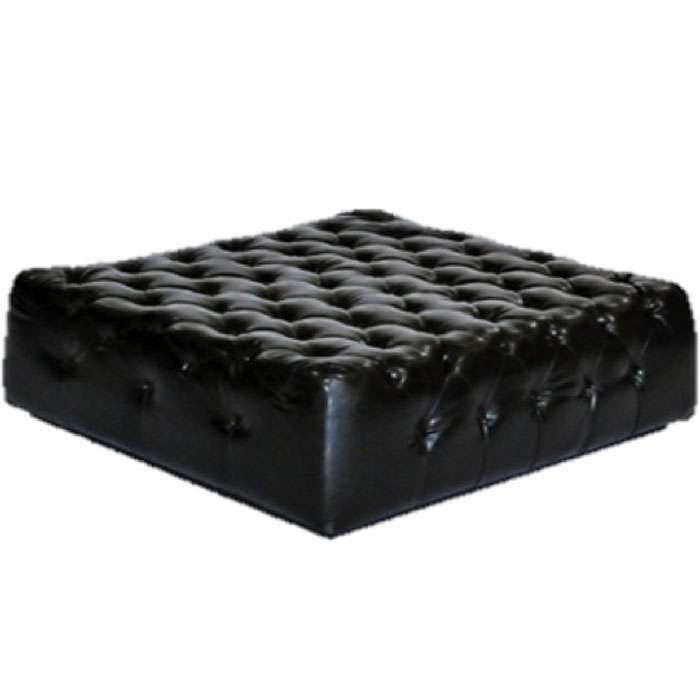 Black Tufted Leather Ottoman, Leather Tufted Ottoman