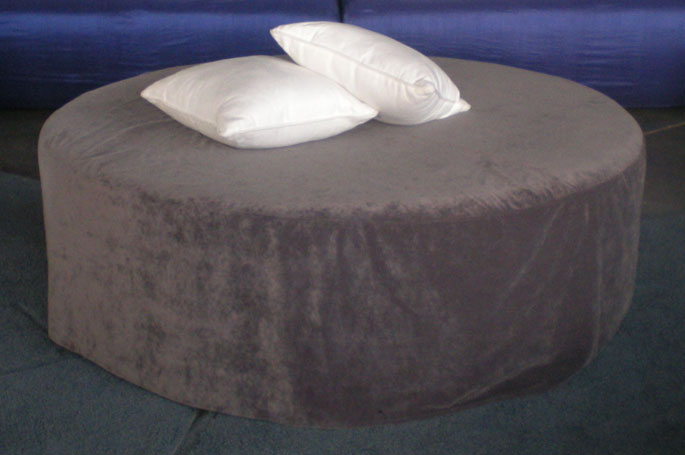 60 Round Ottoman With W Charcoal, Round Ottoman Slipcover