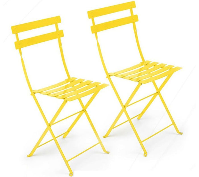 Yellow Metal Cafe Folding Chair Questnyc Yellow Metal Cafe Folding Chair, Yellow Metal Chairs