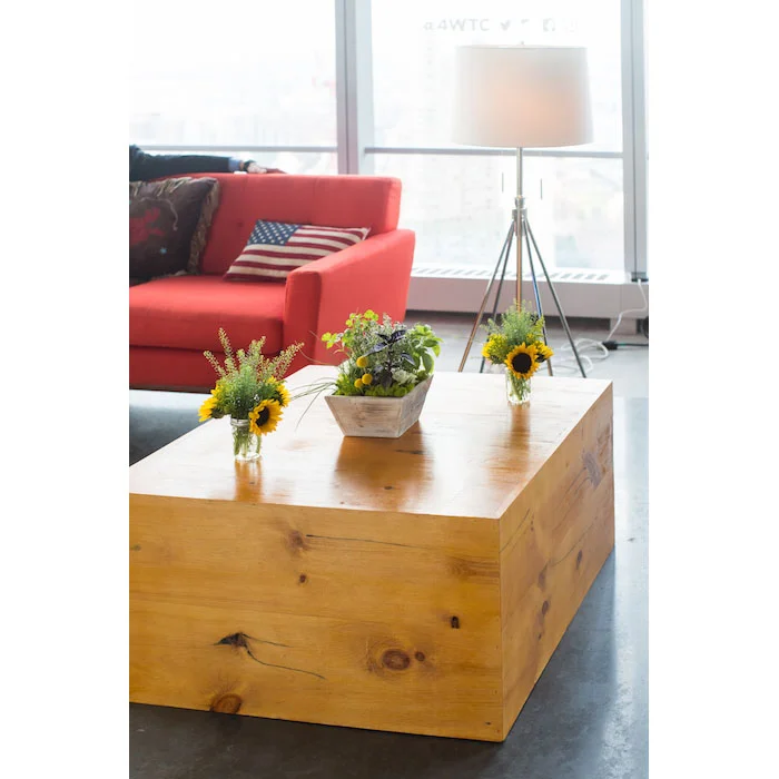 COOL WOOD BLOCK COFFEE TABLE — rentquestnyc