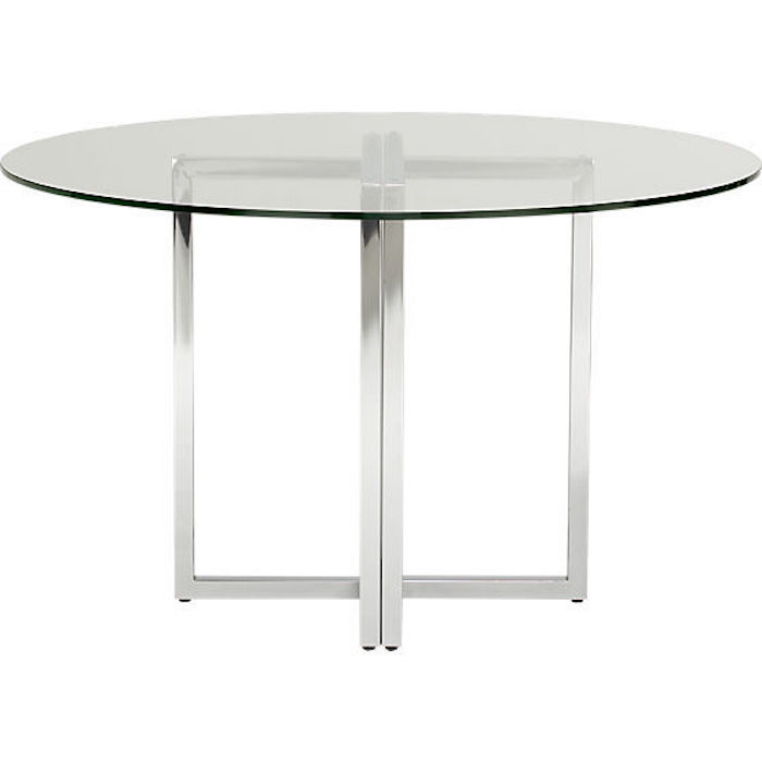 Chrome Dining Table With Round Glass, Round Dining Table With Glass Top Chrome Base