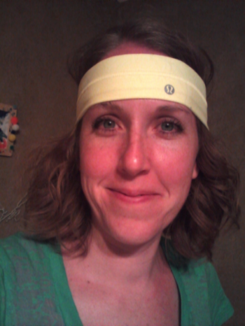 This is me, racing to my goals. My husband and girls got me a special sweatband, which make the race that much sweeter. :)