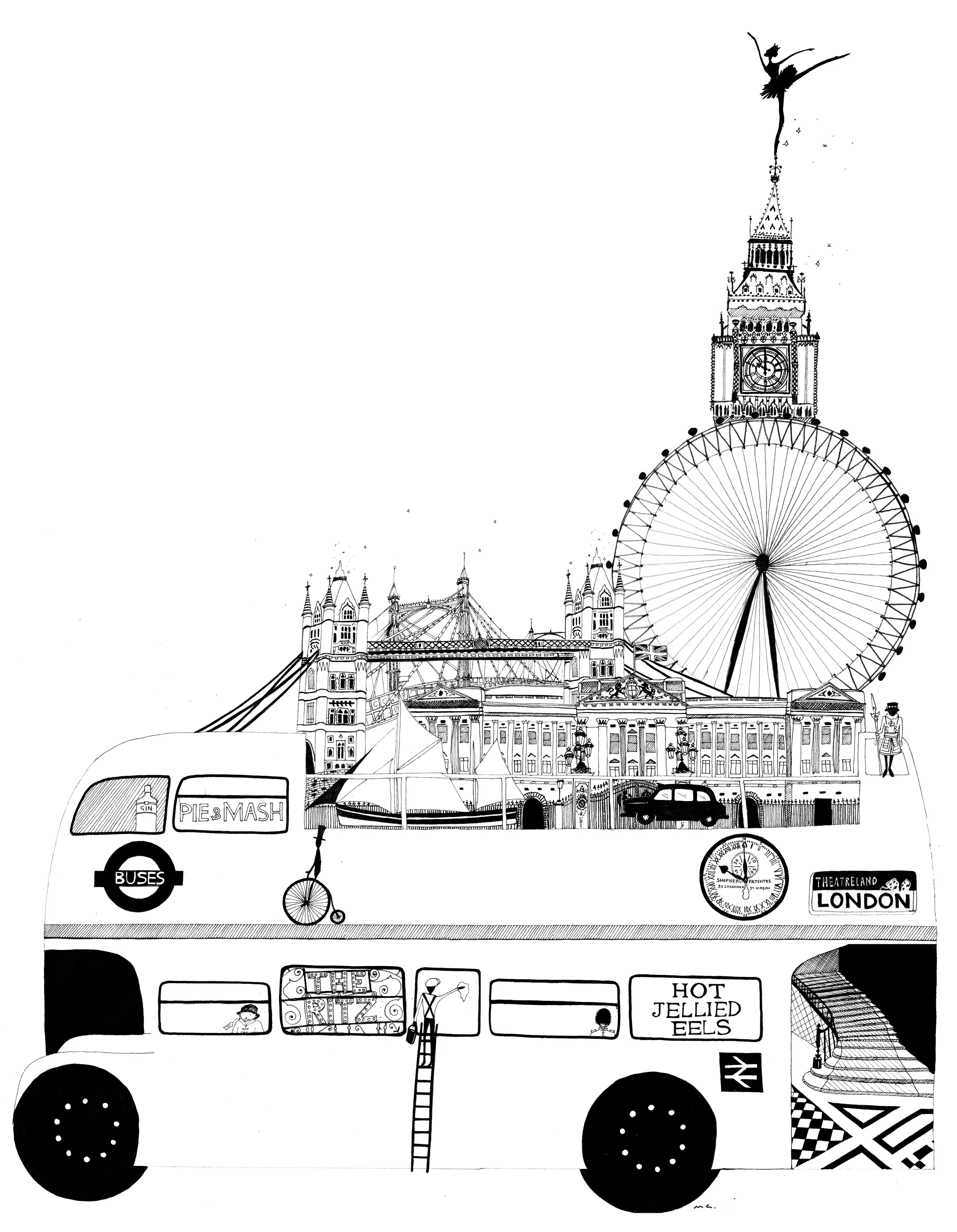 This first London bus is MY OWN LONDON. I grew up here and this has all my favourite bits, from the staircase at Claridge's, to pie and mash shops.