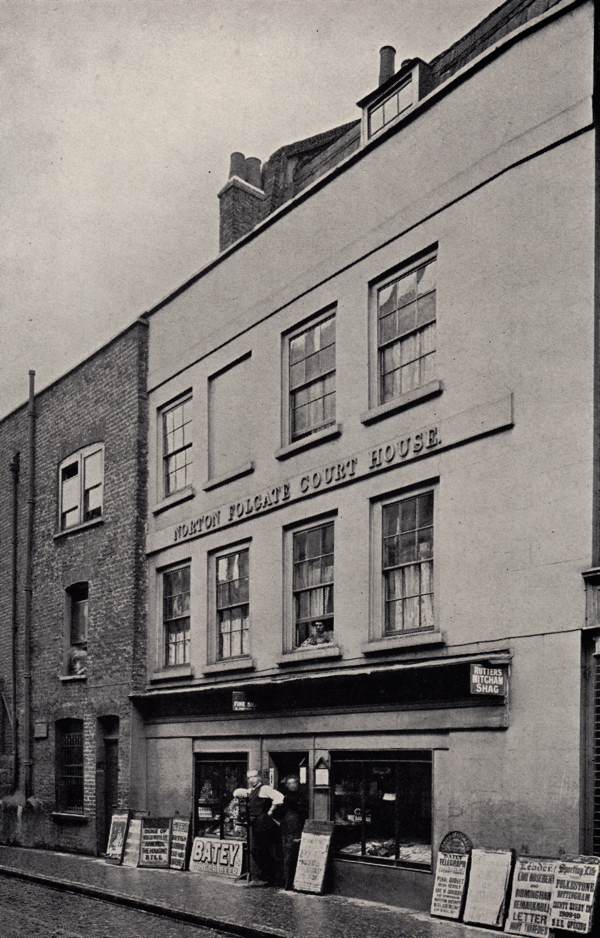 White Lion Court after it had been converted into a shop and private residences, c.1909. Sadly this historic building was demolished in the 1960s.