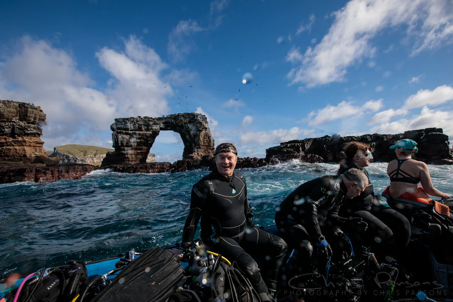 Finishing up a dive at the incredible Darwin's Arch. This may be the single best dive site in the world, and the topside scenery is just incredible.