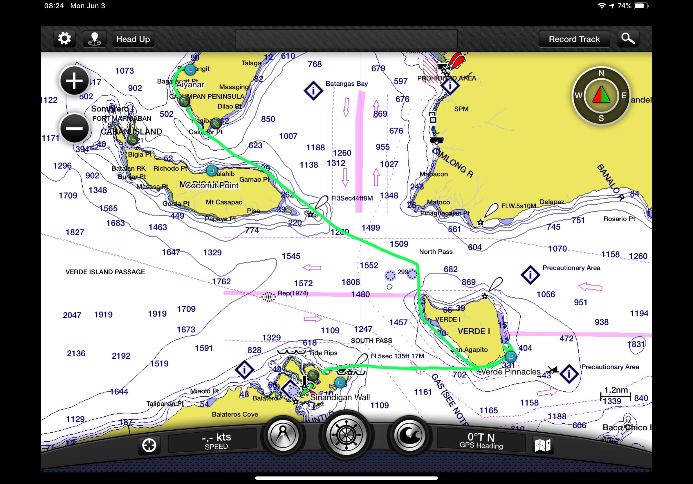 The track from Aiyanar to Verde Island and then on to Puerto Galera.