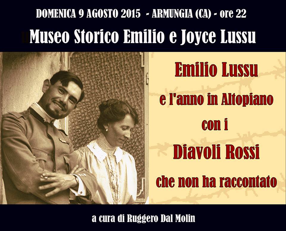  La locandina della serata su Emilio Lussu e Teresa Nardini condotta da R. Dal Molin