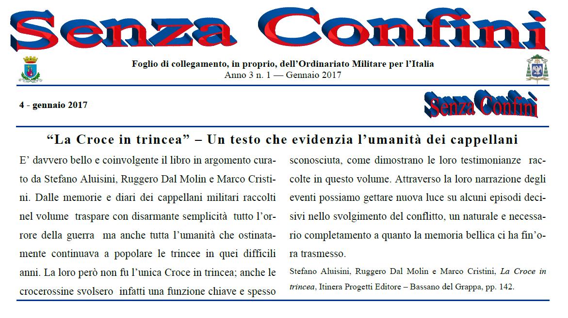 La recensione pubblicata sul foglio di collegamento dell'Ordinariato Militare per l'Italia (1/2017)
