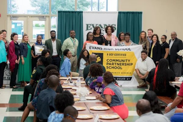 They're Number 1: Faculty and community partners celebrate Evans High School becoming the first UCF-Certified Community Partnership School.