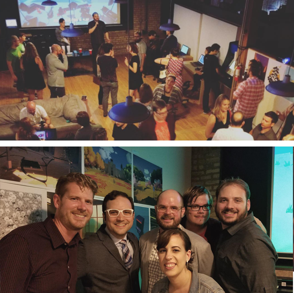 Hardcore Casual 2016 on September 8. 2016 at the Indie City Co-op (Left to Right: Jonathan Kinkley, John Teti, Chaz Evans, Jen Rhodes, Brice Puls and Ross Hersemann)