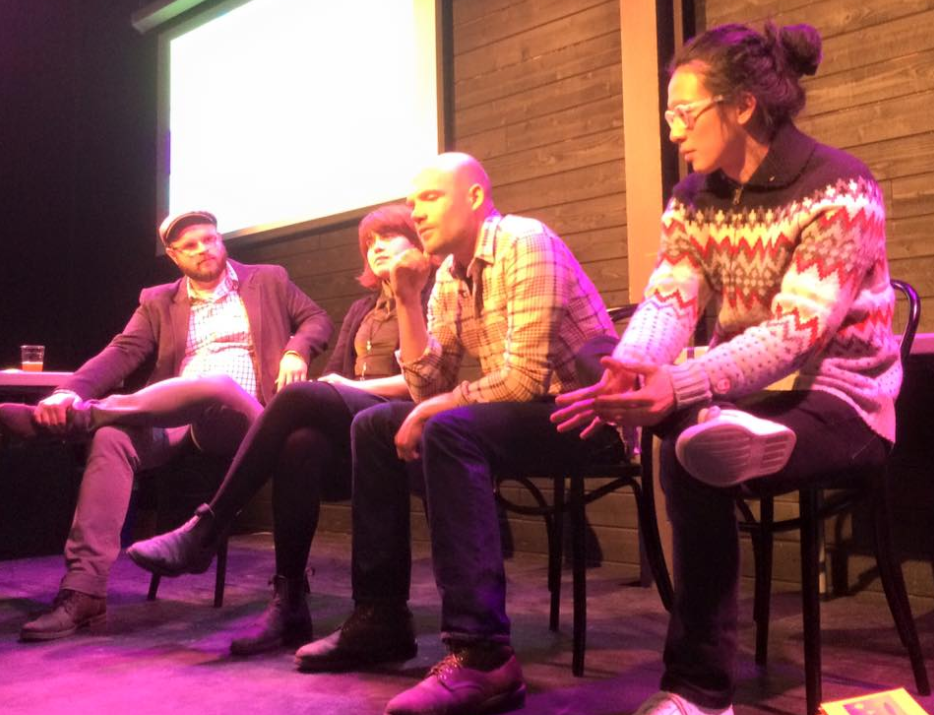 Psychedelic Tourism at Cards Against Humanity's Black Box Gallery in partnership with Chicago Design Museum (March 2016) Pictured left to Right: Chaz Evans, Paloma Dawkins, Greg Wohlwend, William Chyr