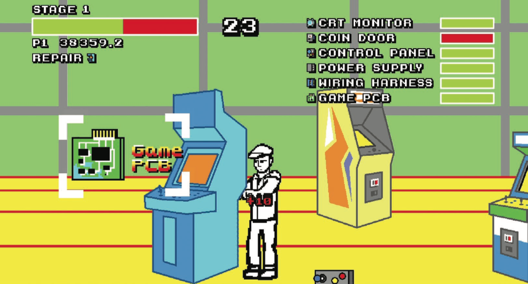 Fig. 2. PCB repair operation in-game. Kieran Nolan, Arcade Operator, 2017. Image courtesy Kieran Nolan.