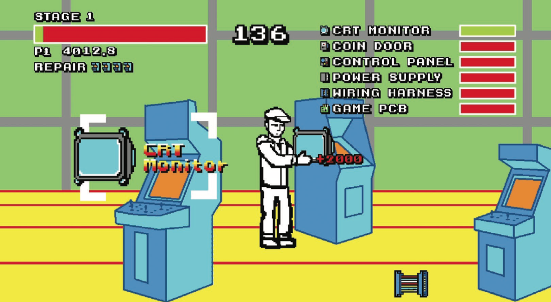 Fig. 4. Replacing the Cathode RayTube screen raises the repair bar to 100%. Kieran Nolan, Arcade Operator, 2017. Image courtesy Kieran Nolan.