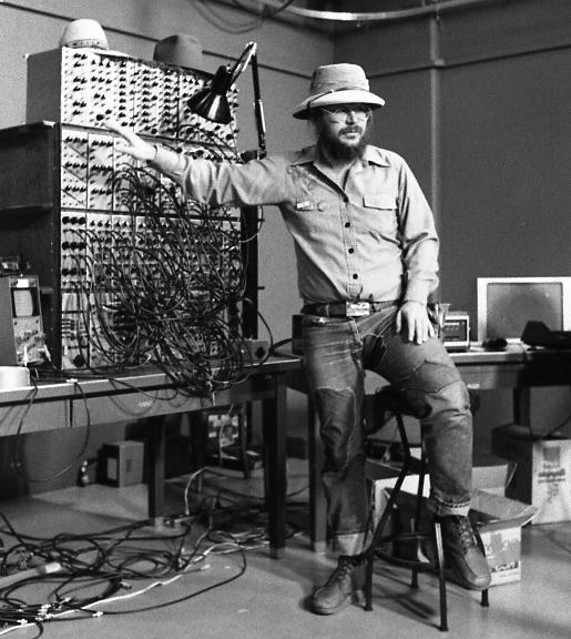  Dan Sandin in front of Phil Morton’s copy of the Image Processor.  