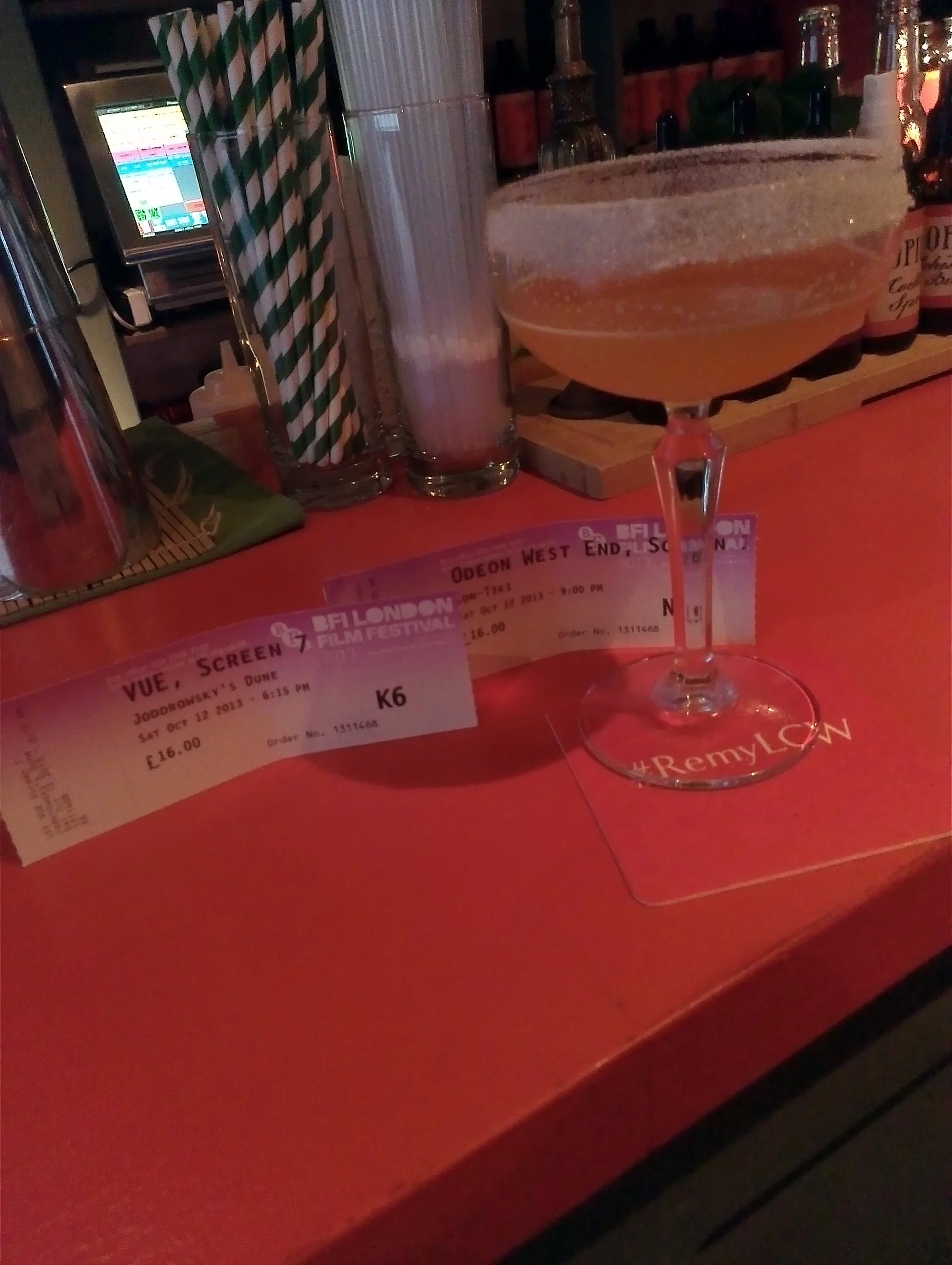 LLF tickets keeping a Remy Martin Sidecar cool at Opium Chinatown
