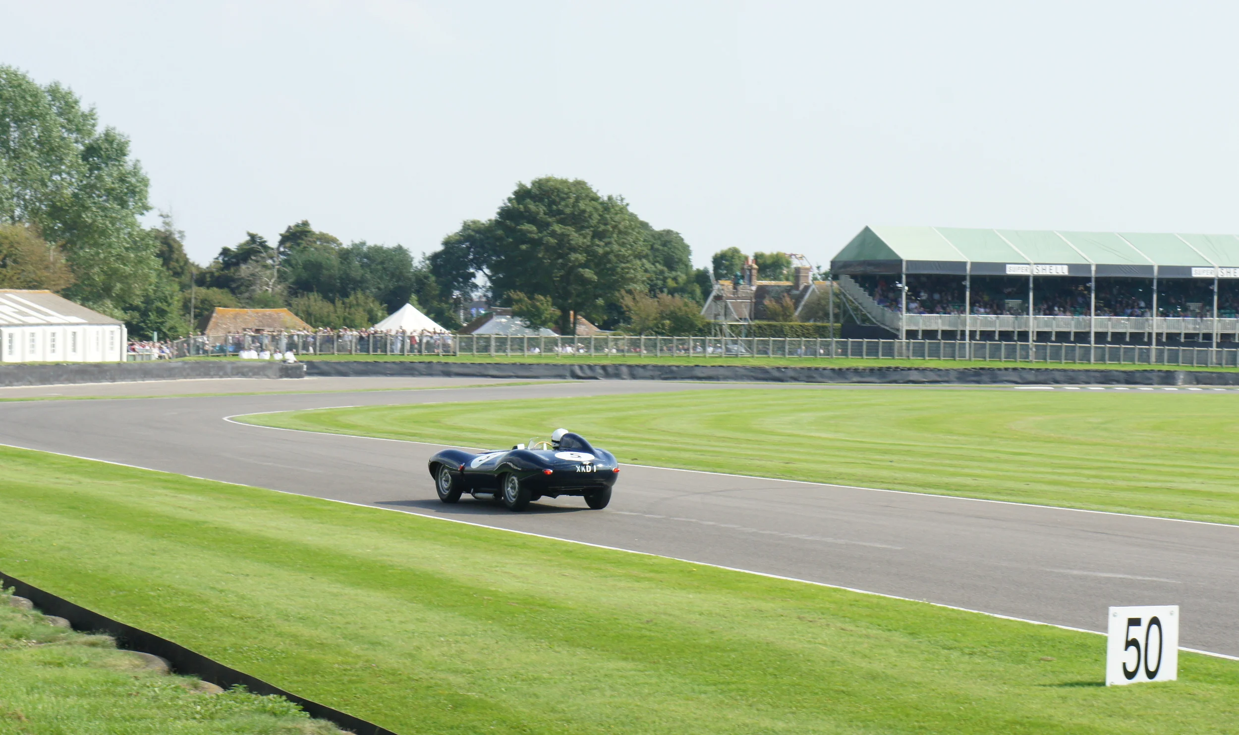 Jaguar D-Type approaching Lavant