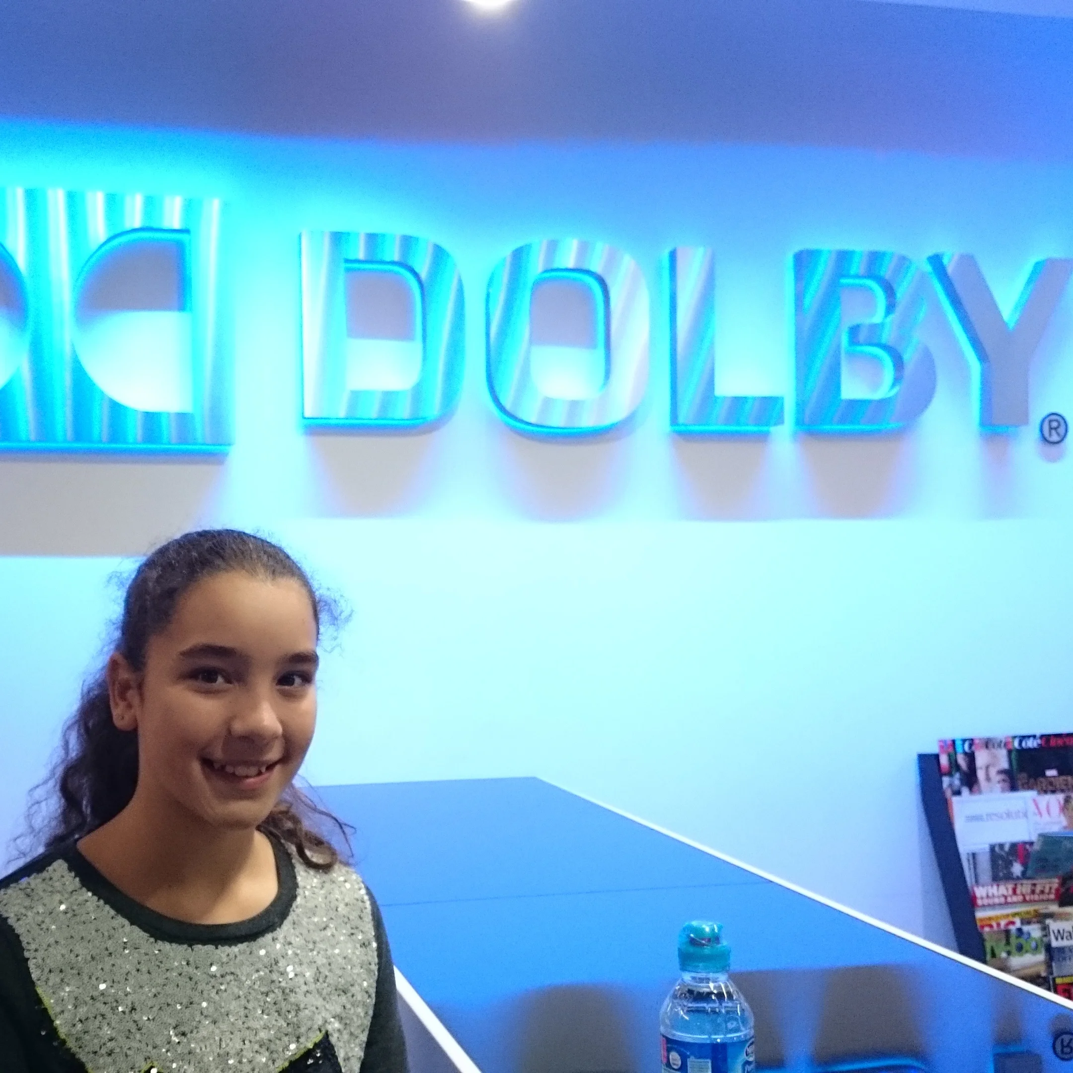 My girl at Dolby enjoying the water.