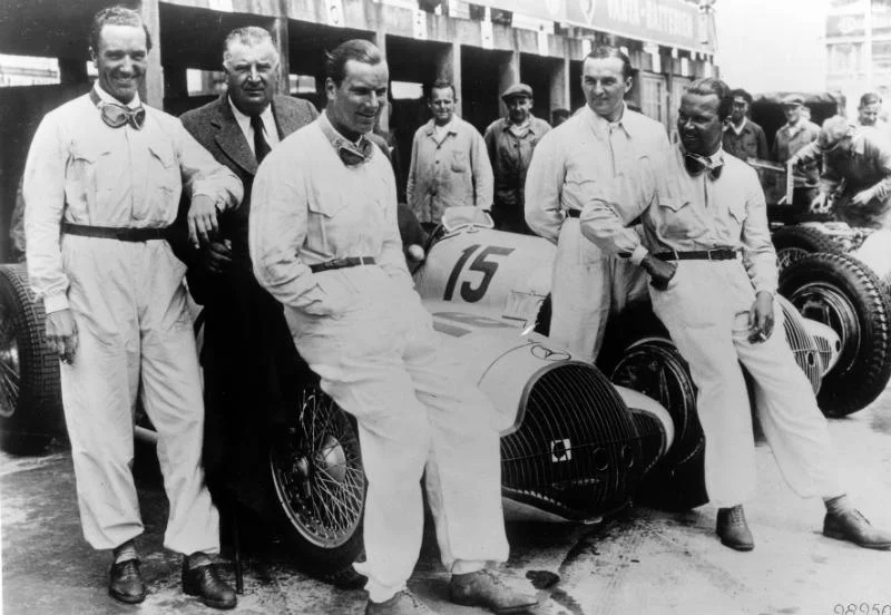 The Team. Left to right: von Brauchitch, Neubauer, Dick, Lang and Caracciola