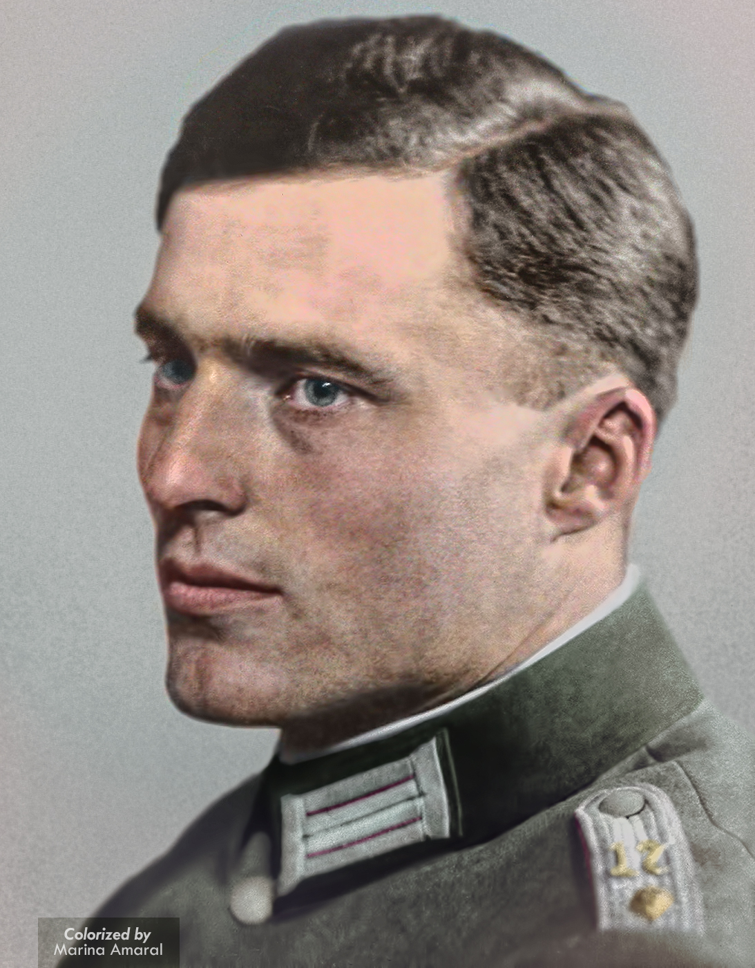 Oberstleutnant Claus von Stauffenberg, mastermind of the 20th July plot. &nbsp;Colour by Marina Amaral.