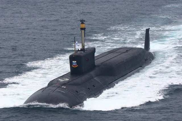 The Russian Borei-class K-535 Yuriy Dolgorukiy ballistic nuclear submarine. She carries 16 ICBMs with a total of 96 nuclear warheads.