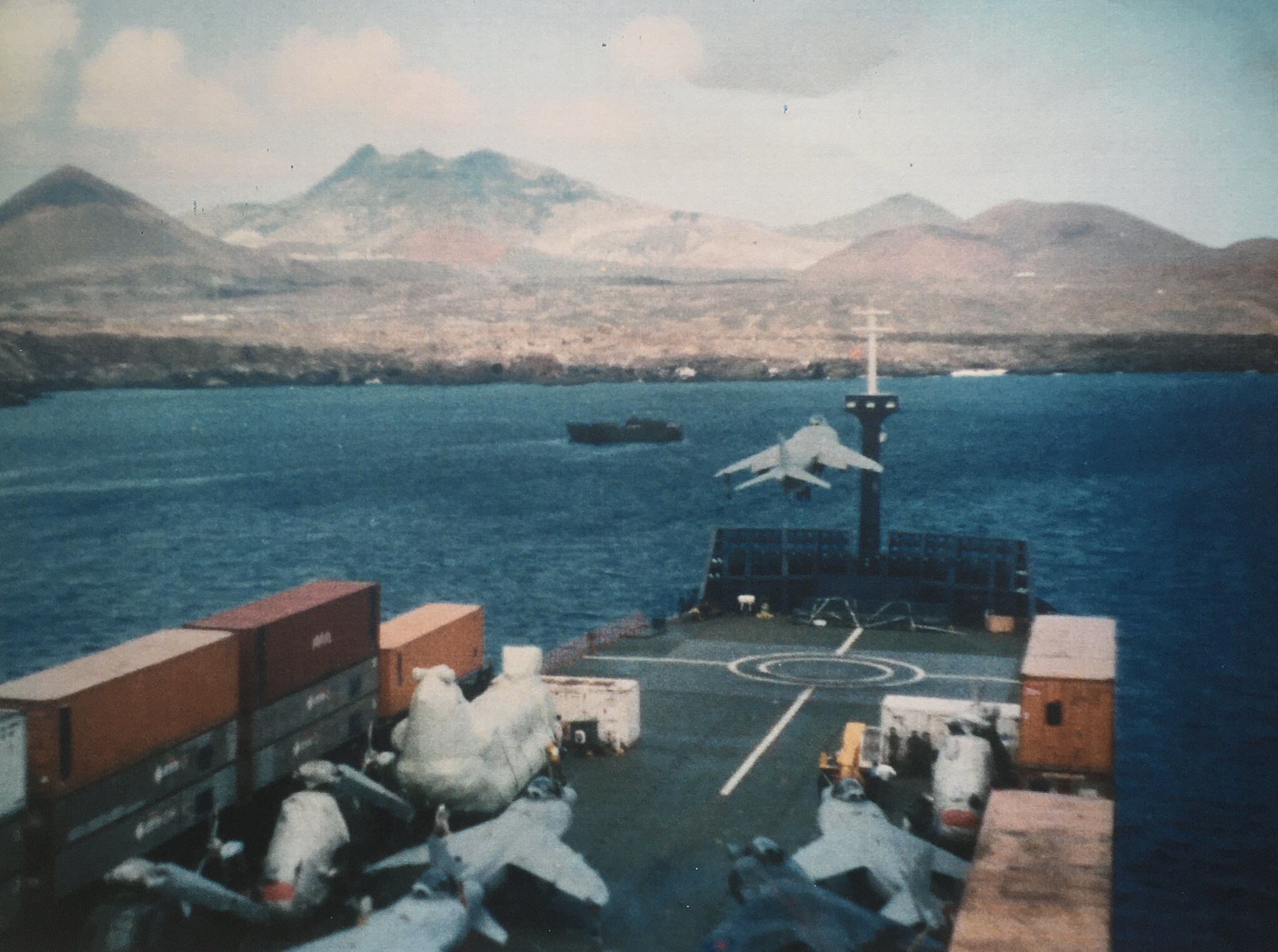 809 Naval Air Squadron’s Sea Harriers abroad Atlantic Conveyor, off Ascension Island in 1982. Image: Rowland White
