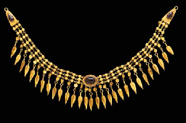 Gold and Garnet Necklace; Late 3rd-Early 2nd century B.C., Greek; Christie's Ancient Jewelry, December 5, 2001