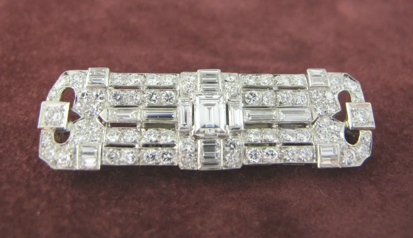 Art Deco diamond and 18k white gold brooch, available at Gray & Davis. 