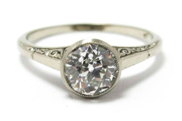 Art Deco 1.04ct old European cut diamond ring in 18k white gold, at Gray & Davis.
