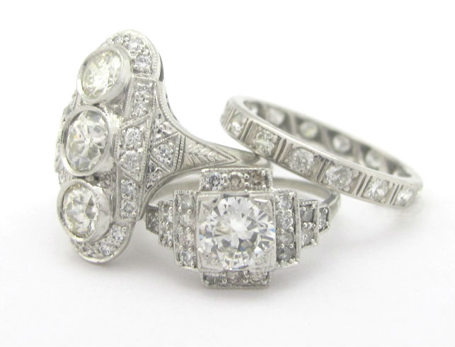 Selection of Deco diamond rings from the Gray & Davis archives.
