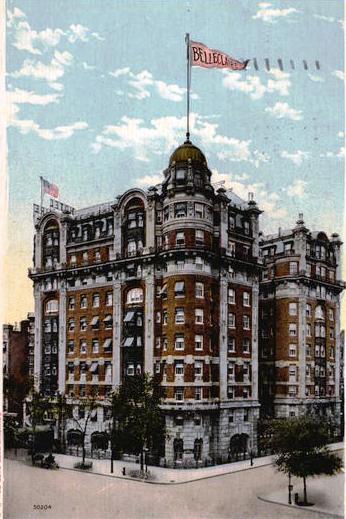 A vintage postcard of the Hotel Belleclaire, still operating today in New York's Upper West Side. 