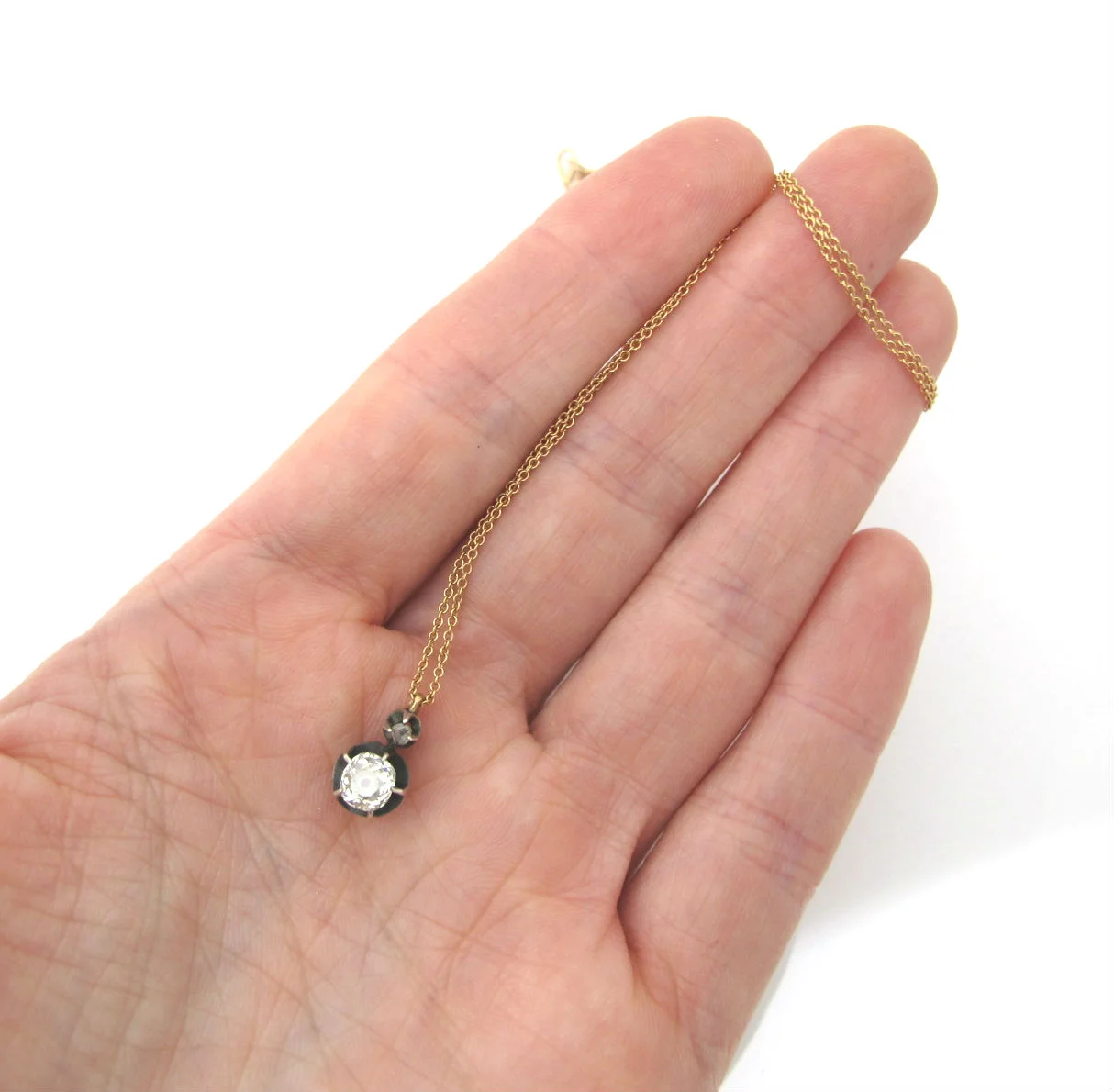 Old Mine Cut Diamond Pendant — Gray 