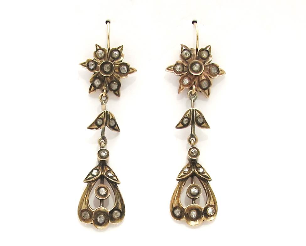 2.70ctw Antique Rose Cut Diamond Cluster Earrings – Jewels by Grace