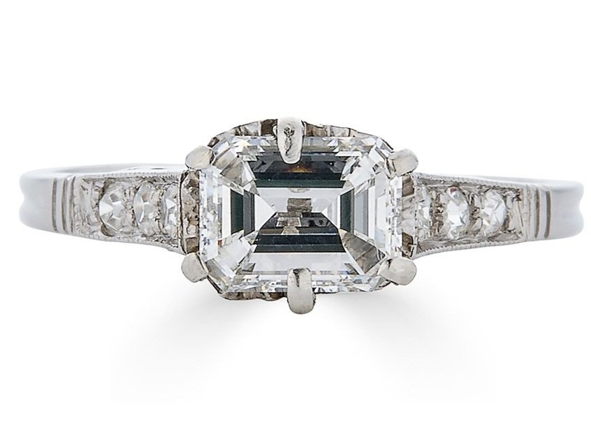Vintage Asscher Cut Diamond Ring | Ouros Jewels