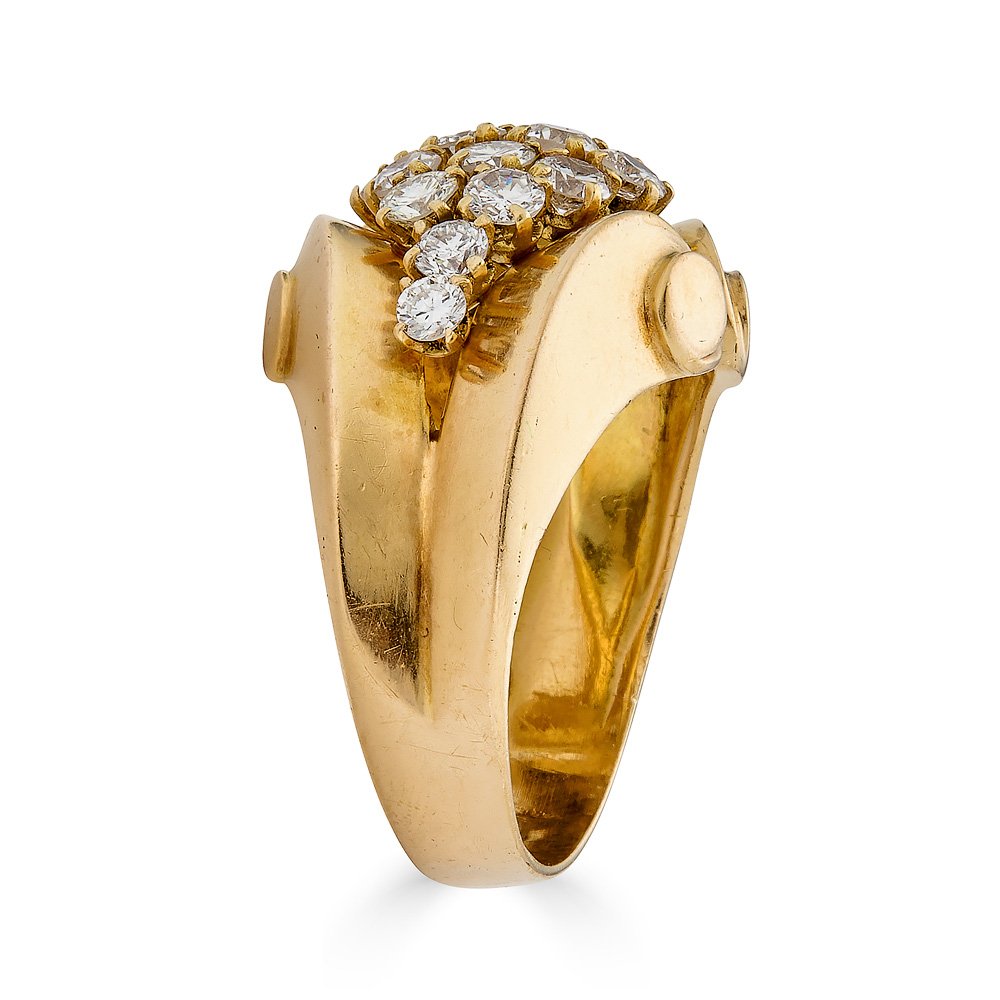 Retro Gold & Diamond Cocktail Ring — Gray & Davis: Antique & Custom Jewelry