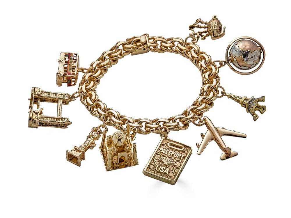 Vintage Louis Vuitton Yellow Gold Link Bracelet w/ Charms, Bracelets