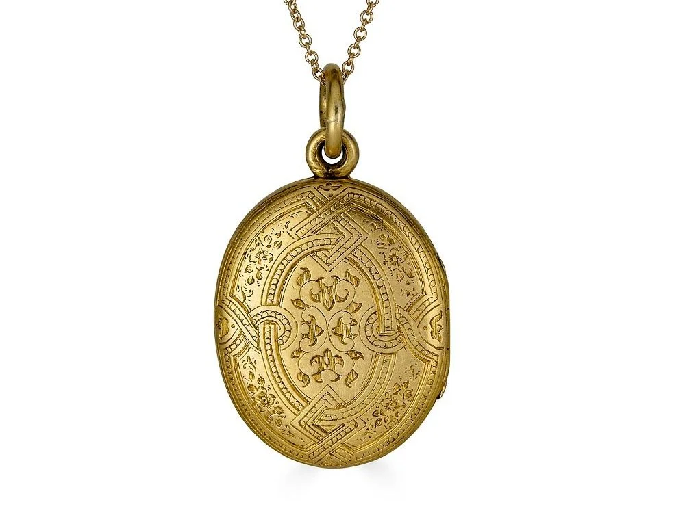 Engraved 18K Gold Locket — Gray & Davis: Antique & Custom