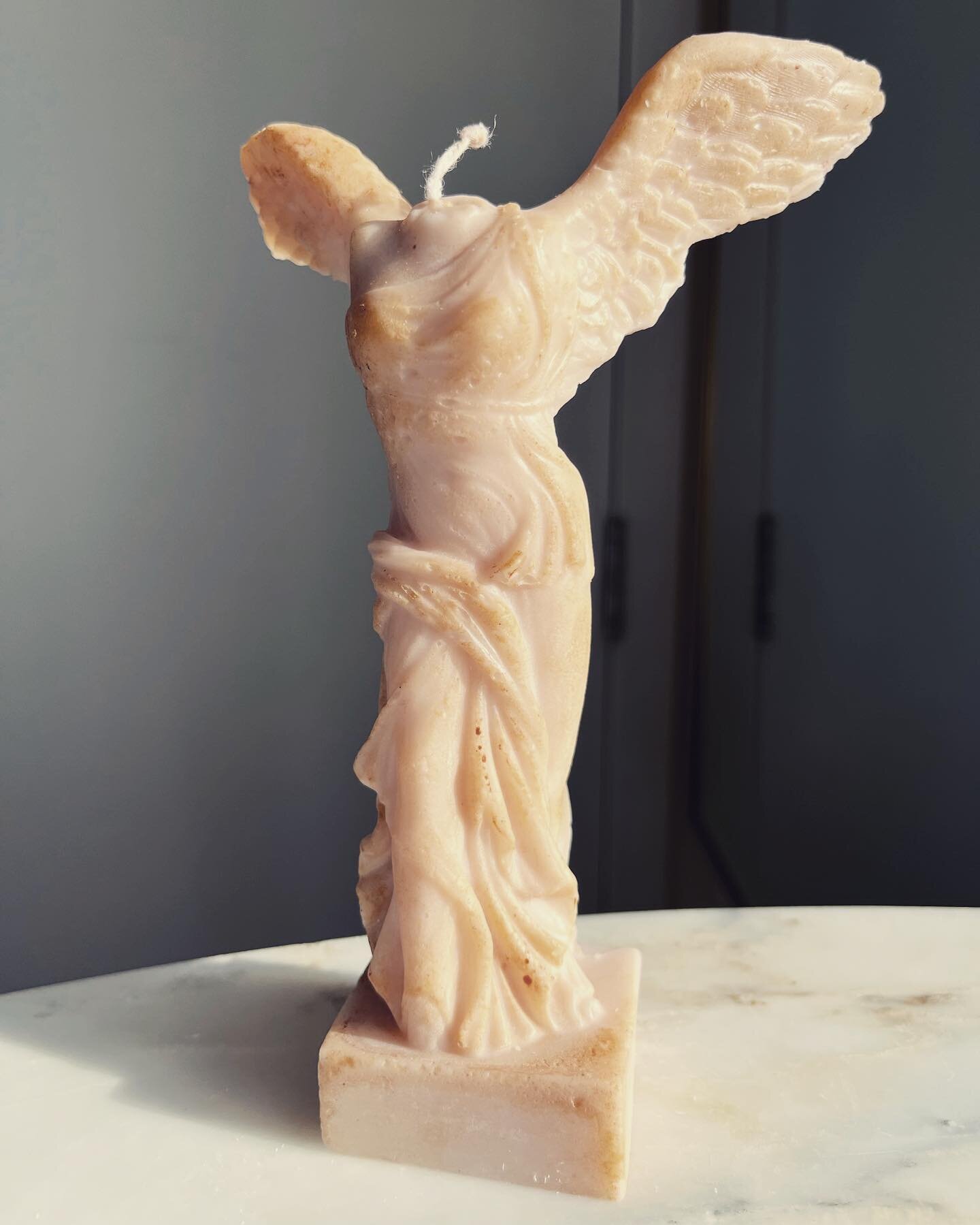 Goddess of Victory Sculpture Candle 🕯️ 
(Amber &amp; Blood Orange fragrance) 

Link in bio to purchase 

#sculptures #handcrafted #art #statue #wax #candles #luxury #elegant #fragrent #ambience #decoration #novelty